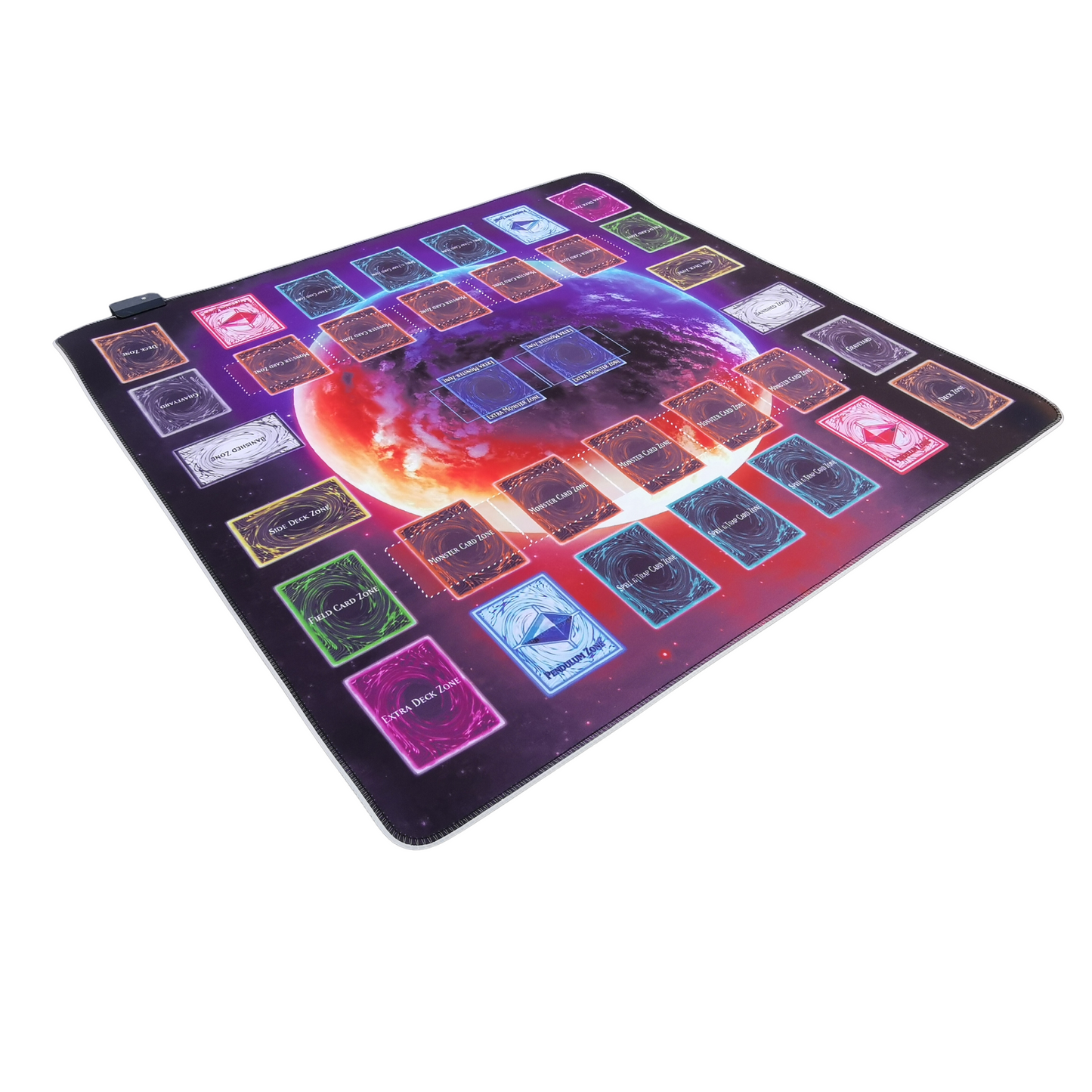 Yu-Gi-Oh! 2-speler TCG Speelmat met Multi-Color LED - 70x70Cm - Planet Burst - 2-Player TCG Playmat