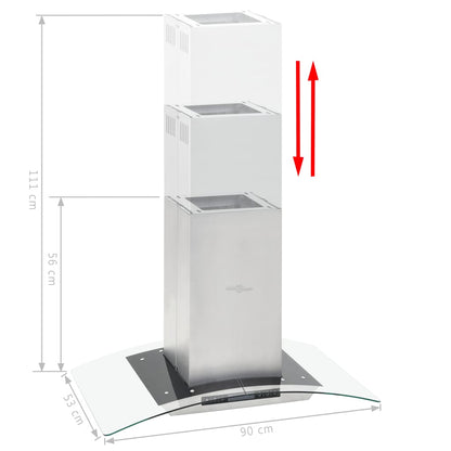 Eilandafzuigkap LCD-scherm sensor 756 m³/u LED 90 cm