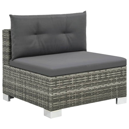 10-delige Loungeset met kussens poly rattan grijs