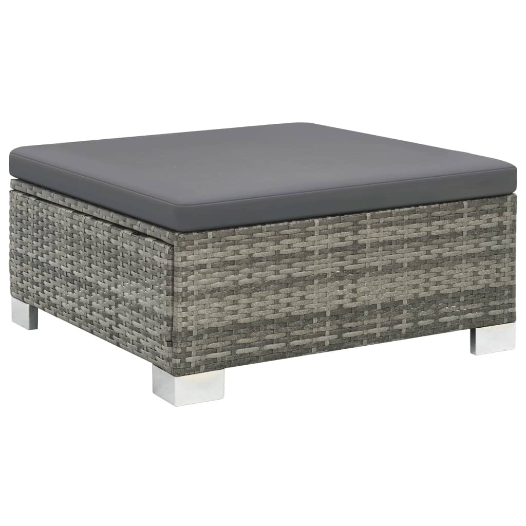 10-delige Loungeset met kussens poly rattan grijs