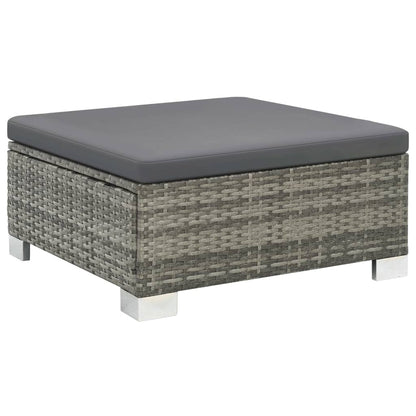 10-delige Loungeset met kussens poly rattan grijs