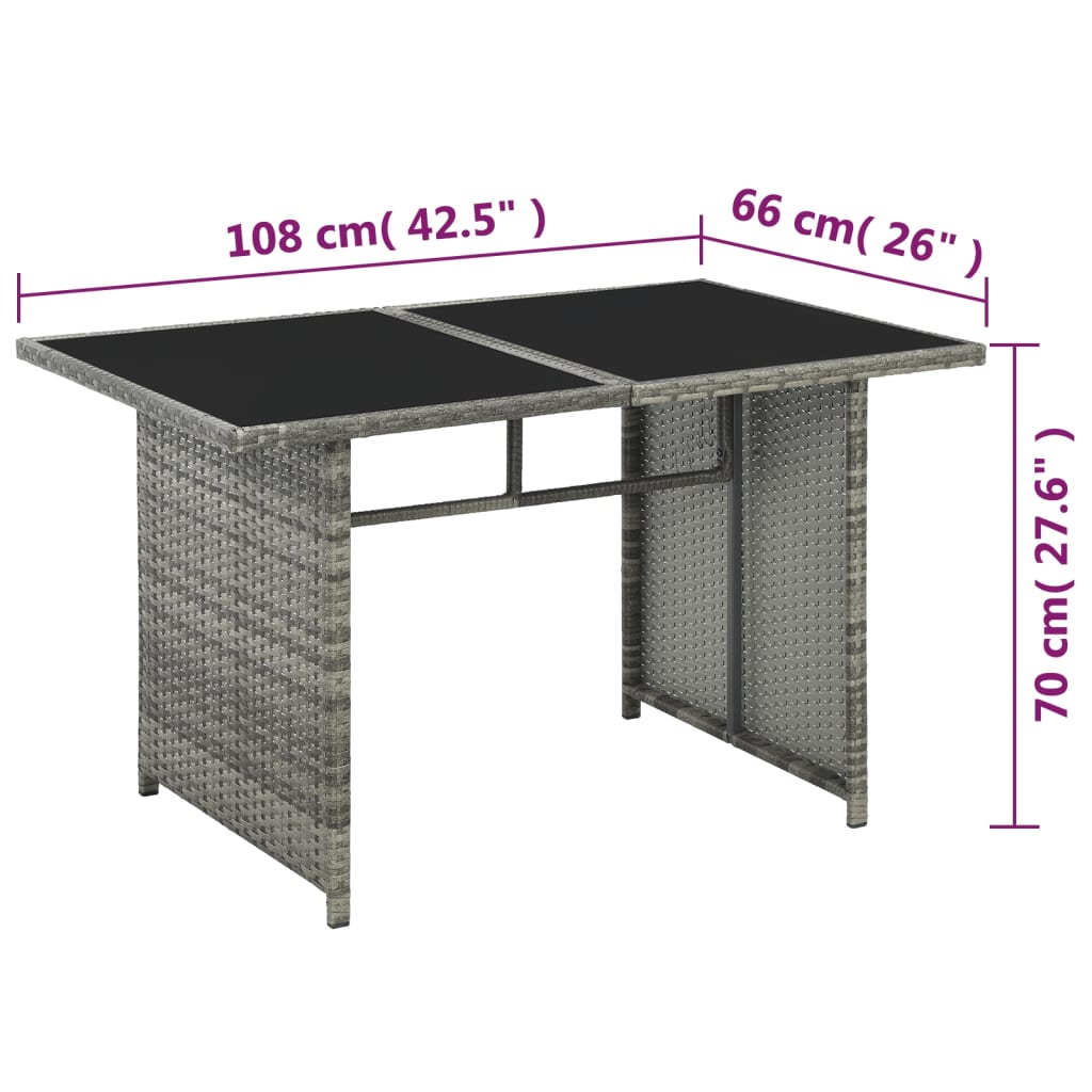 10-delige Loungeset met kussens poly rattan grijs