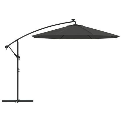 Zweefparasol met LED-verlichting stalen paal 300 cm antraciet