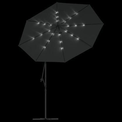 Zweefparasol met LED-verlichting stalen paal 300 cm antraciet