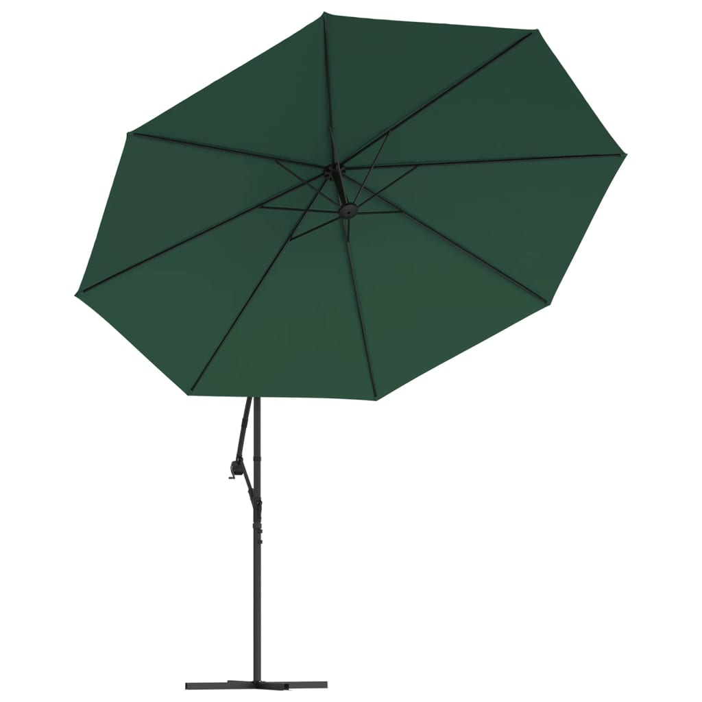 Zweefparasol met LED-verlichting en metalen paal 350 cm groen