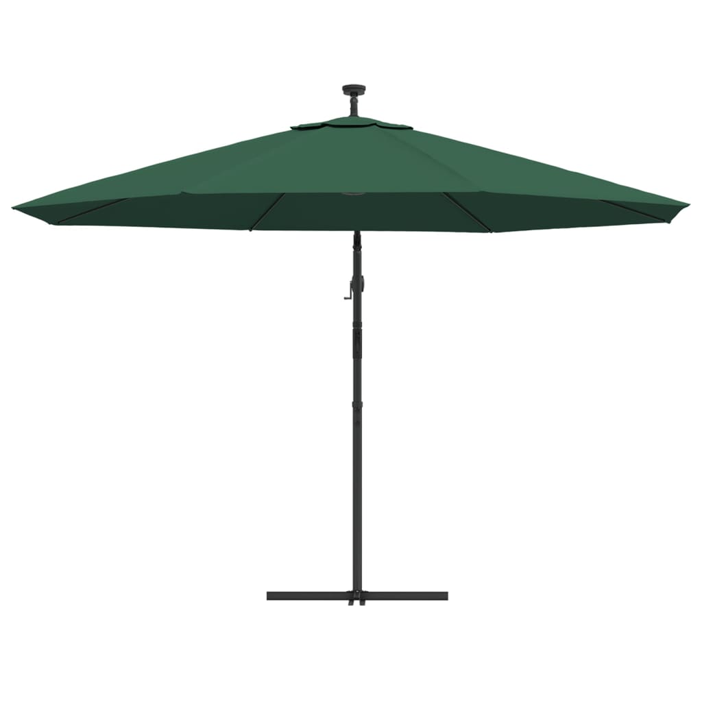 Zweefparasol met LED-verlichting en metalen paal 350 cm groen