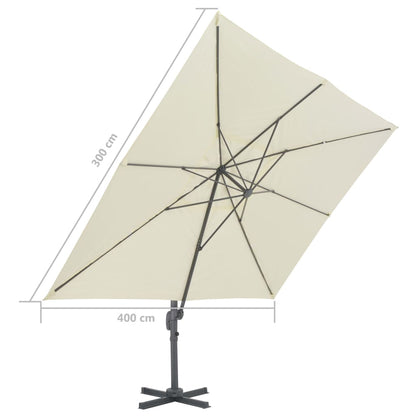 Zweefparasol met aluminium paal 400x300 cm zandkleurig