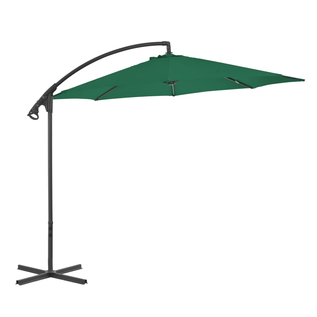 Zweefparasol met stalen paal 300 cm groen