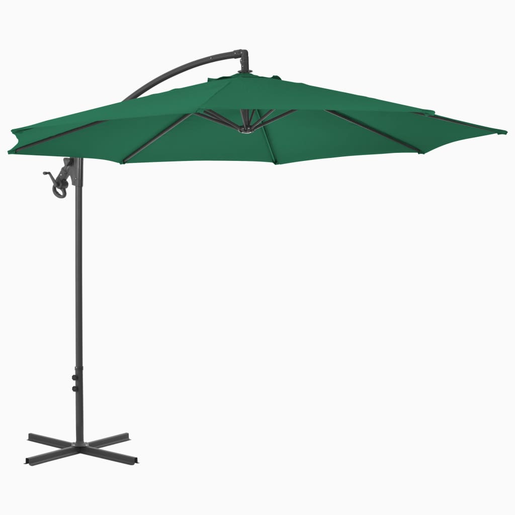 Zweefparasol met stalen paal 300 cm groen