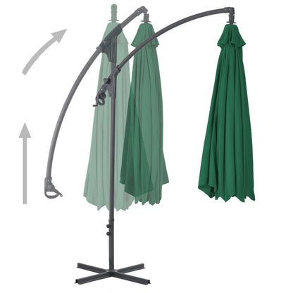 Zweefparasol met stalen paal 300 cm groen