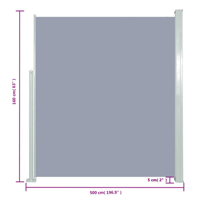 Windscherm uittrekbaar 160x500 cm grijs