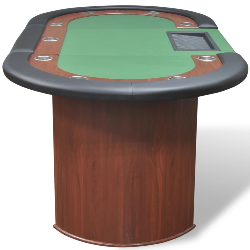 Pokertafel voor 10 personen met dealervak en fichebak groen