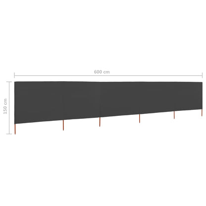 Windscherm 5-panelen 600x120 cm stof antraciet