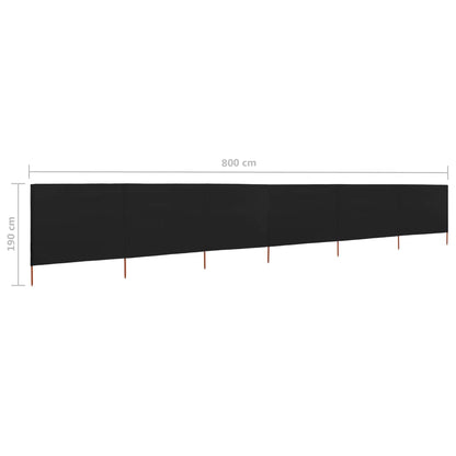 Windscherm 6-panelen 800x160 cm stof zwart