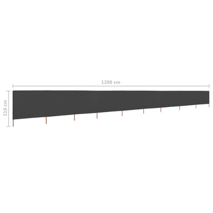 Windscherm 9-panelen 1200x80 cm stof antraciet