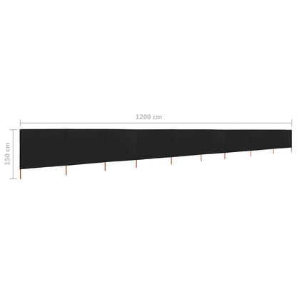 Windscherm 9-panelen 1200x120 cm stof zwart