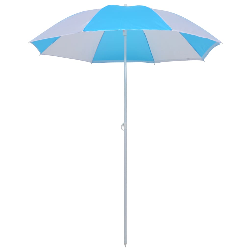 Strandparasol/-tent 180 cm stof blauw en wit