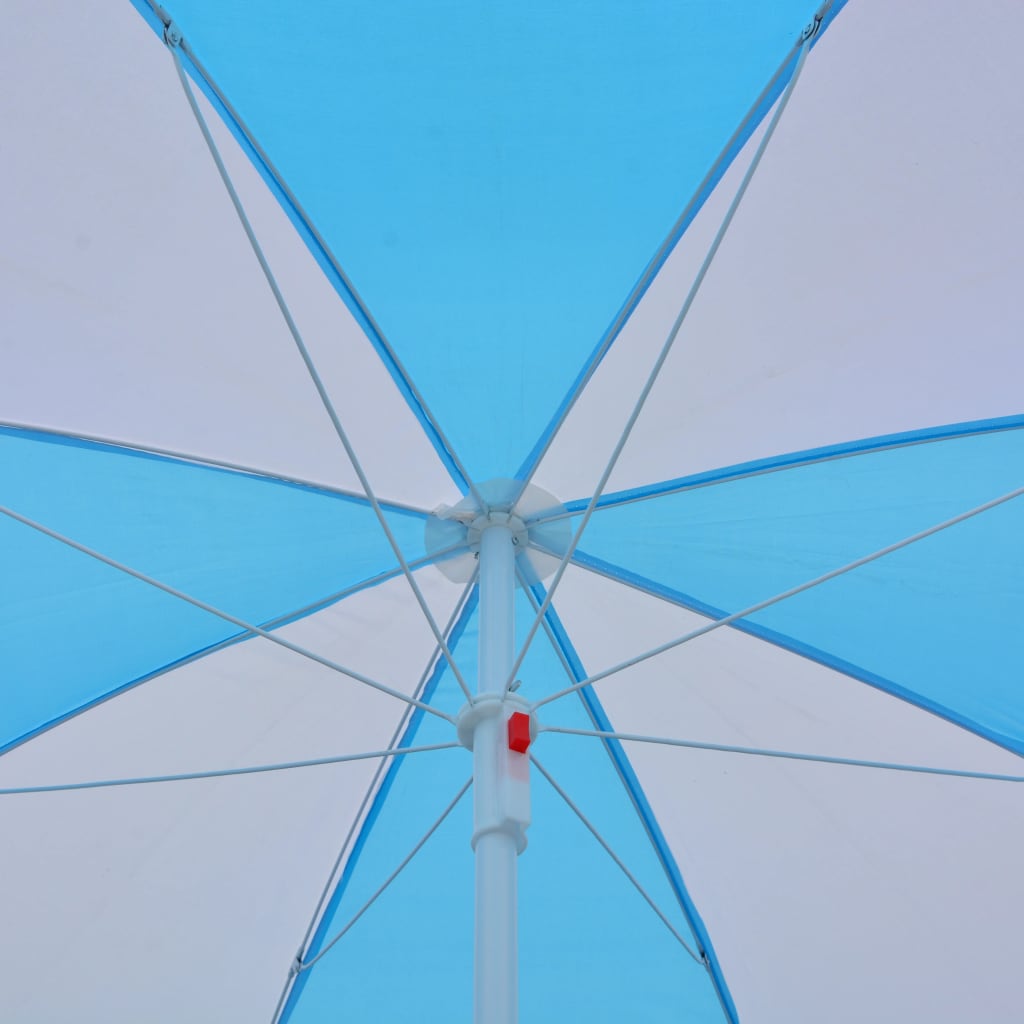 Strandparasol/-tent 180 cm stof blauw en wit