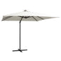 Zweefparasol met LED en stalen paal 250x250 cm zandkleurig