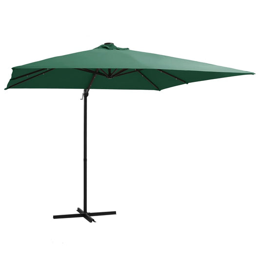 Zweefparasol met LED en stalen paal 250x250 cm groen