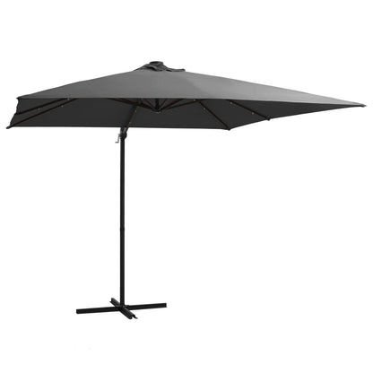 Zweefparasol met LED en stalen paal 250x250 cm antracietkleurig