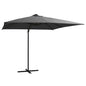 Zweefparasol met LED en stalen paal 250x250 cm antracietkleurig