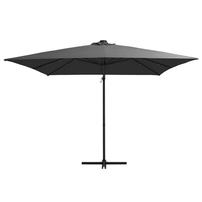 Zweefparasol met LED en stalen paal 250x250 cm antracietkleurig