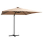 Zweefparasol met LED en stalen paal 250x250 cm taupe