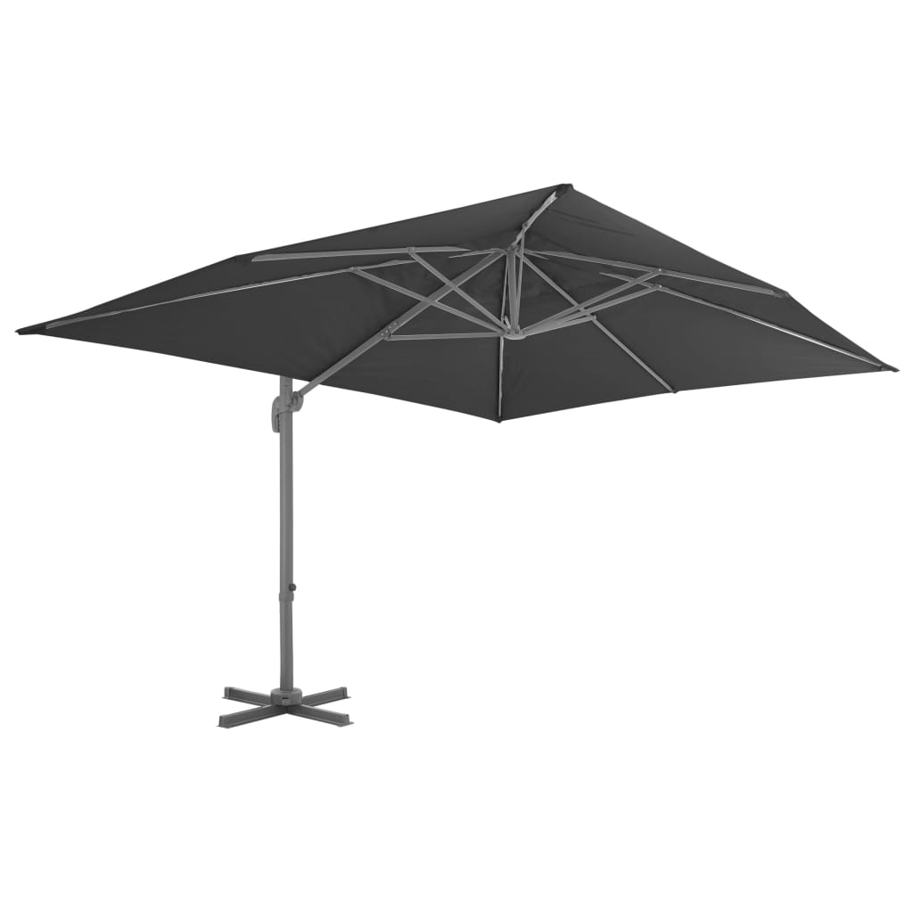 Zweefparasol met aluminium paal 4x3 m zwart