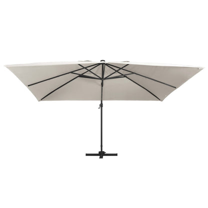 Zweefparasol met LED en aluminium paal 400x300 cm zandkleurig