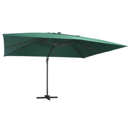 Zweefparasol met LED en aluminium paal 400x300 cm groen