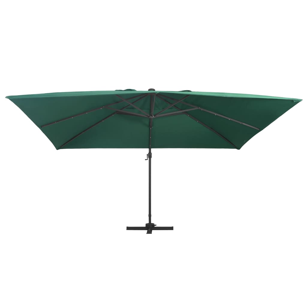 Zweefparasol met LED en aluminium paal 400x300 cm groen