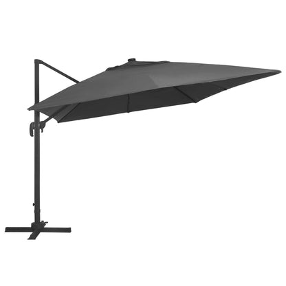 Zweefparasol met LED en aluminium paal 400x300 cm antraciet