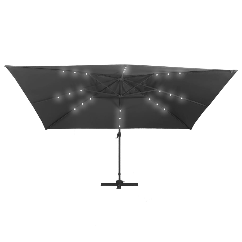 Zweefparasol met LED en aluminium paal 400x300 cm antraciet