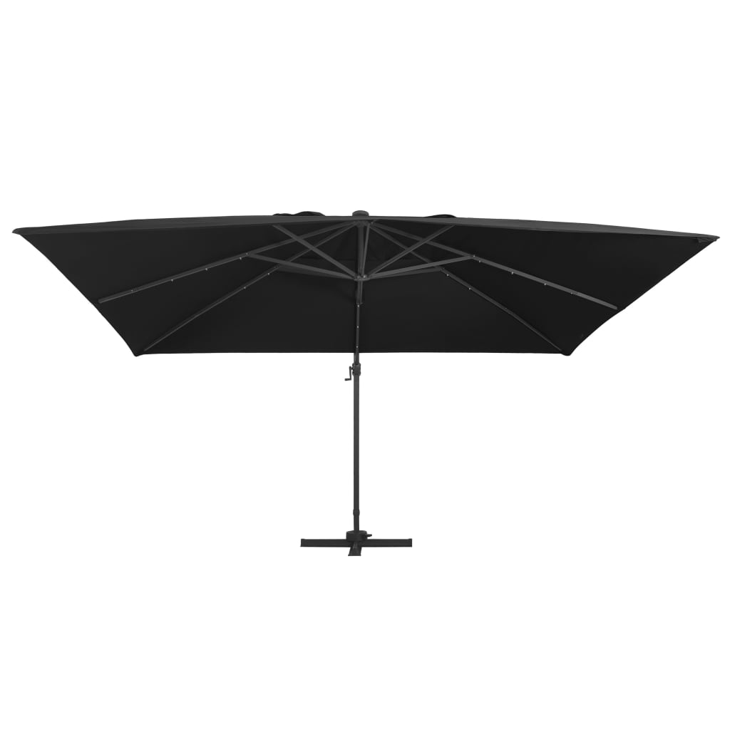 Zweefparasol met LED en aluminium paal 400x300 cm zwart