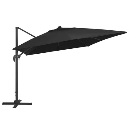 Zweefparasol met LED en aluminium paal 400x300 cm zwart