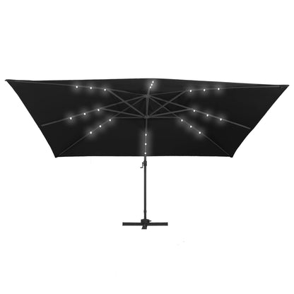 Zweefparasol met LED en aluminium paal 400x300 cm zwart