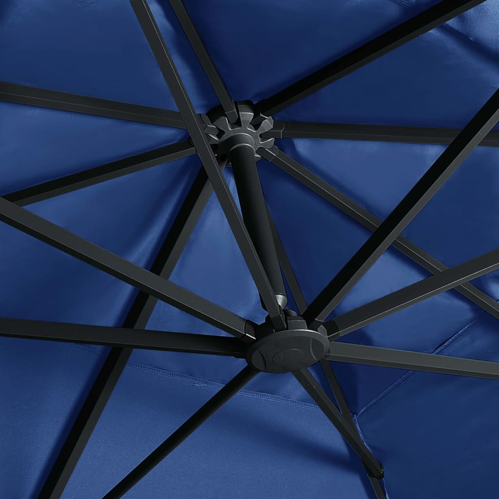 Zweefparasol met LED en aluminium paal 400x300 cm azuurblauw