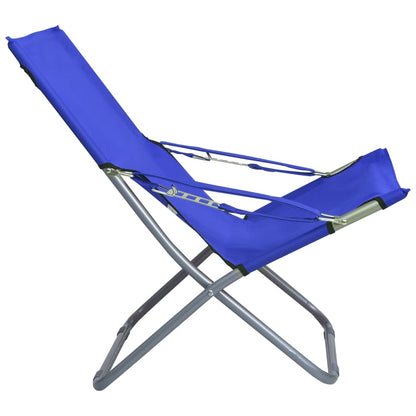 Strandstoelen 2 st inklapbaar stof blauw