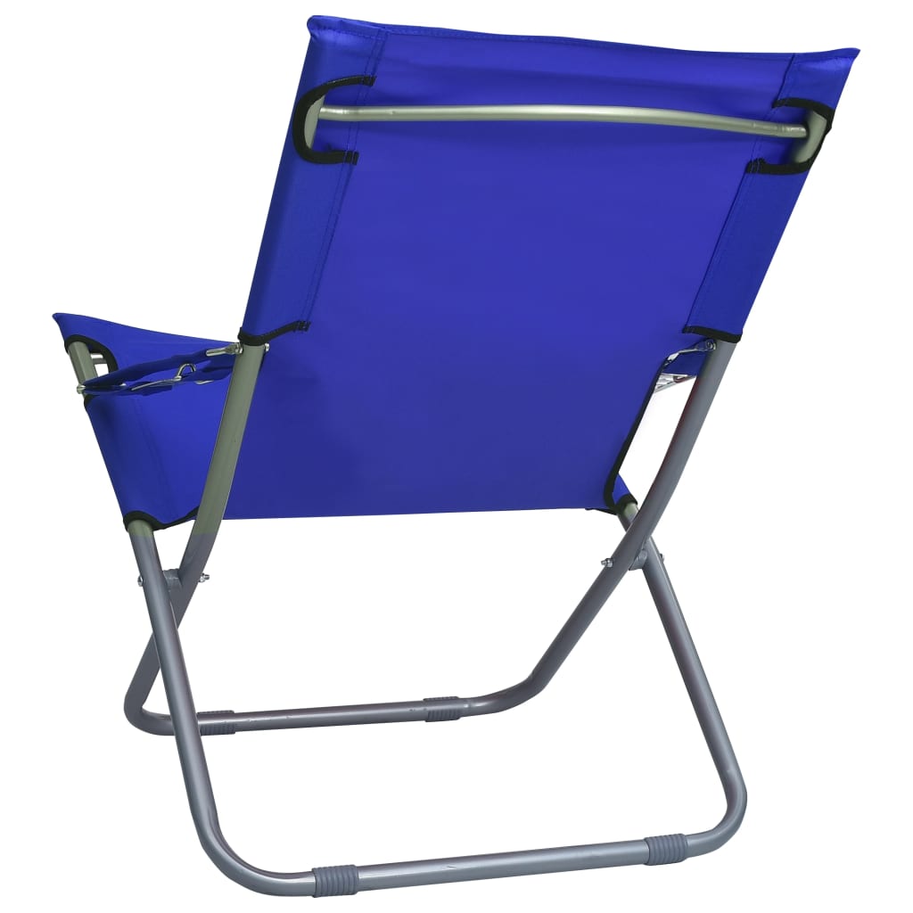 Strandstoelen 2 st inklapbaar stof blauw