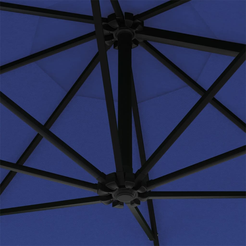 Wandparasol met metalen paal 300 cm blauw