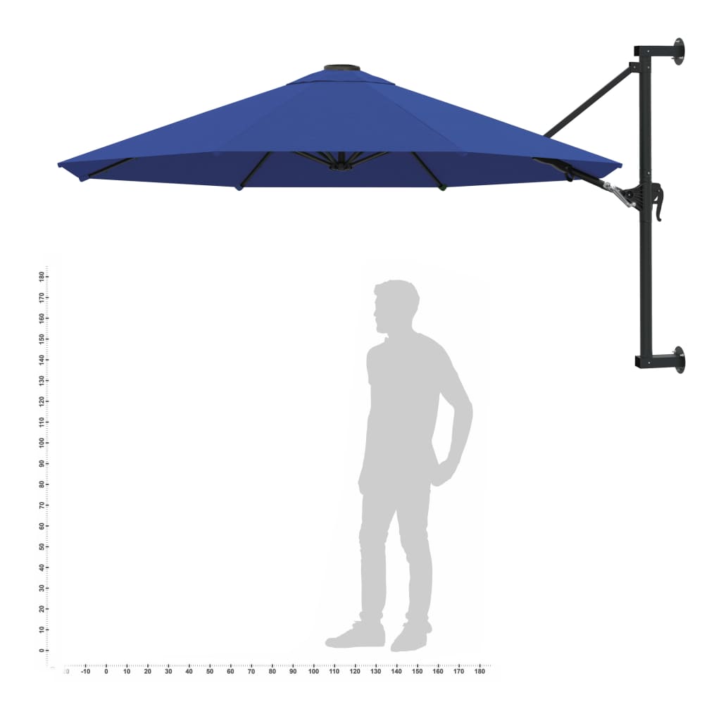 Wandparasol met metalen paal 300 cm blauw