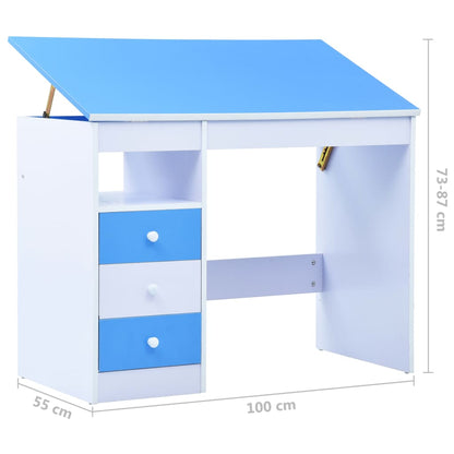 Kindertekentafel/-bureau kantelbaar blauw en wit