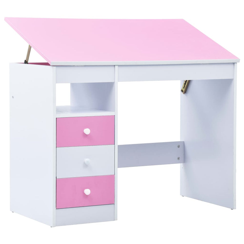 Kindertekentafel/-bureau kantelbaar roze en wit