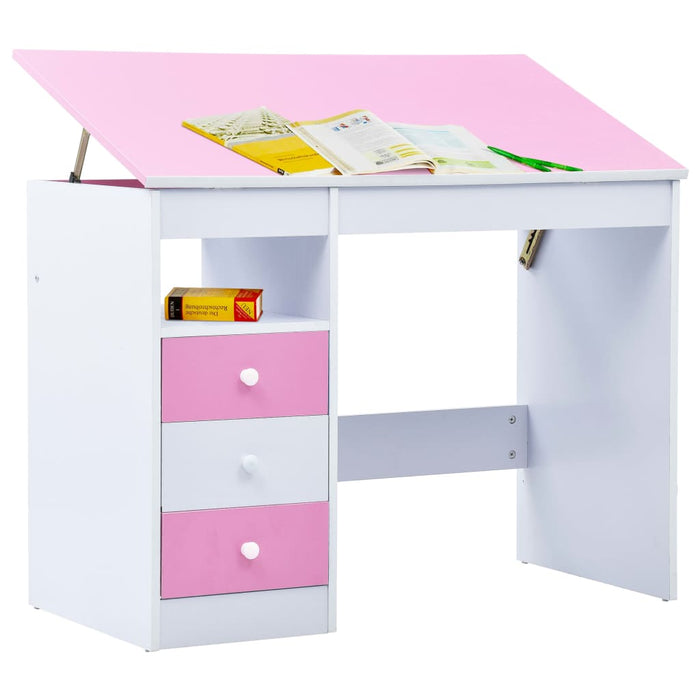 Kindertekentafel/-bureau kantelbaar roze en wit