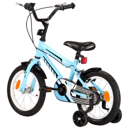 Kinderfiets 14 inch zwart en blauw