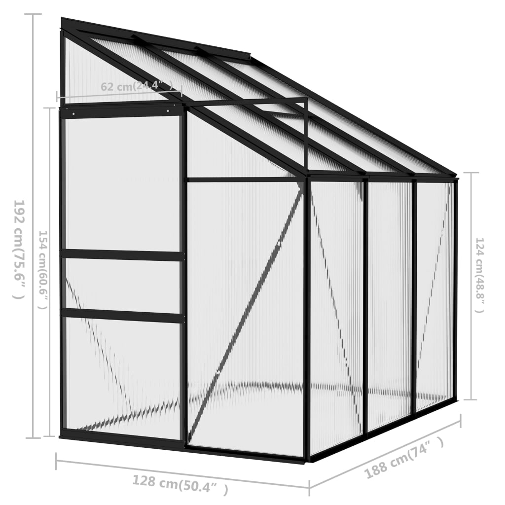 Broeikas 3,8 m³ aluminium antracietkleurig