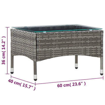 Salontafel 60x40x36 cm poly rattan grijs