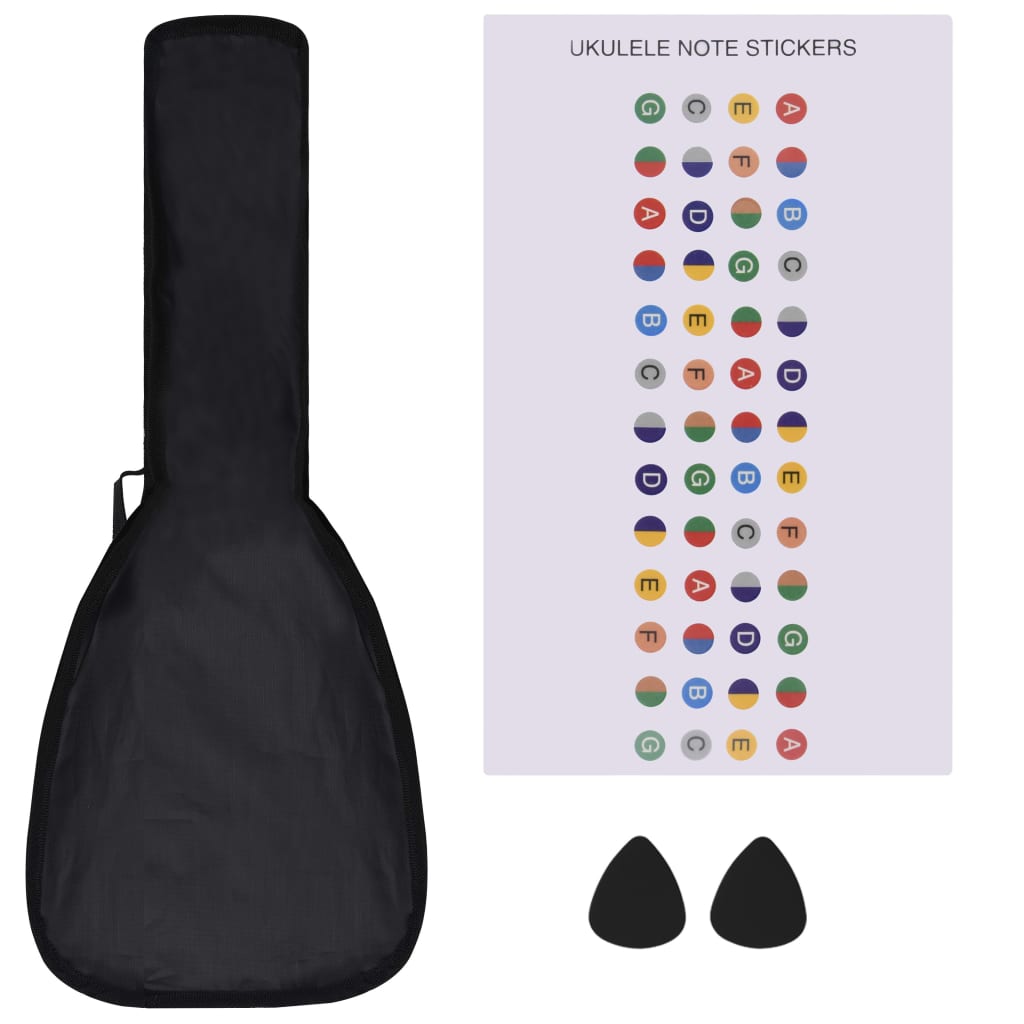 Ukuleleset met tas voor kinderen sopraan 21'' lichthoutkleurig