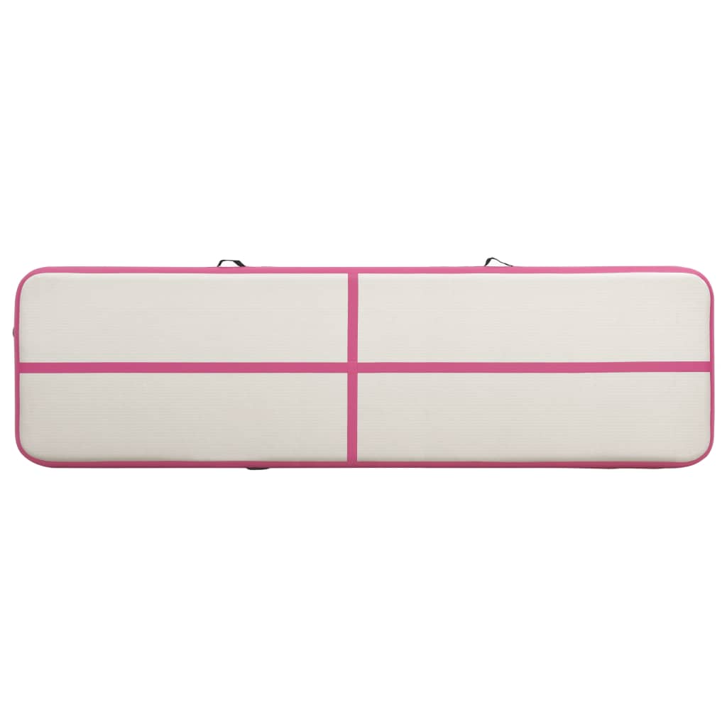 Gymnastiekmat met pomp opblaasbaar 800x100x15 cm PVC roze